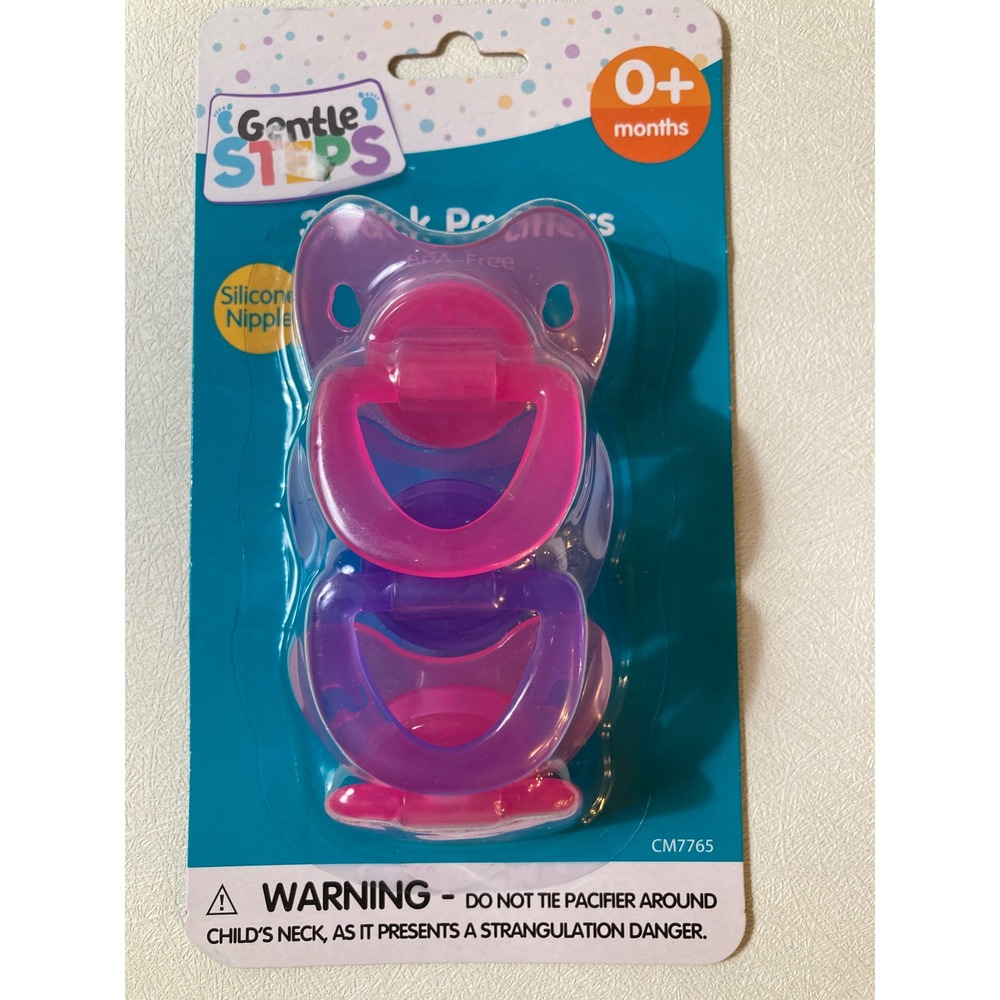 Gentle Steps 3 Pack Pacifiers 0+ Months Pink Purple BPA Free Silicone Nipple New